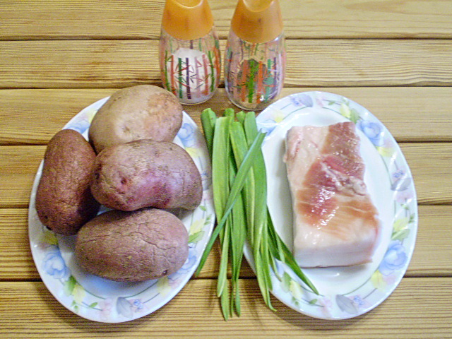Рецепт Картошка с салом и чесноком в духовке