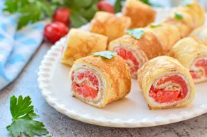 Блинные рулеты с рыбой