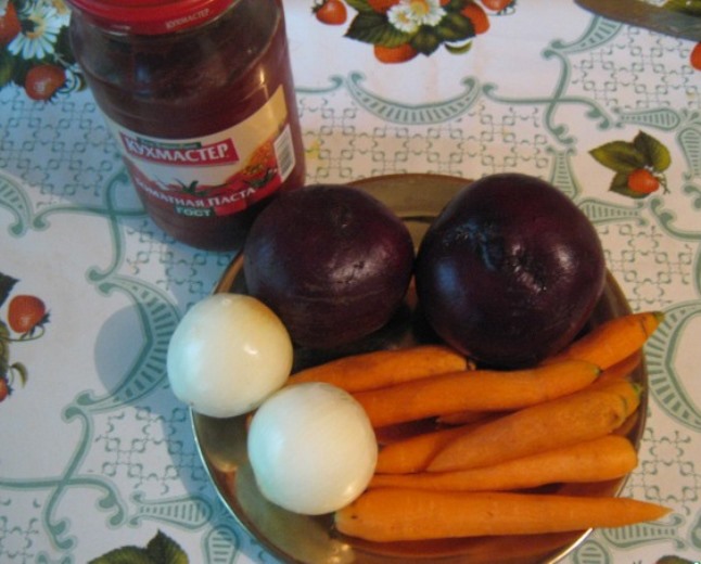 Рецепт Заправка для борща на зиму с томатной пастой