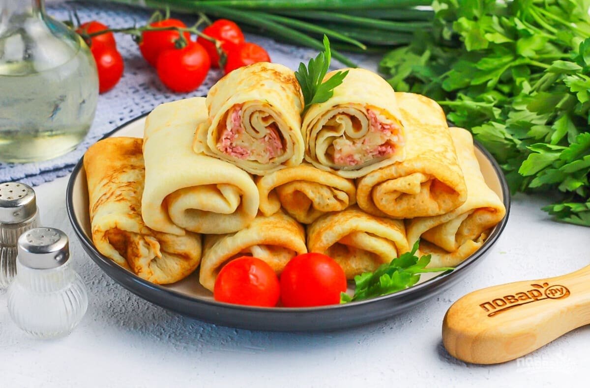 Блины с ветчиной и сыром