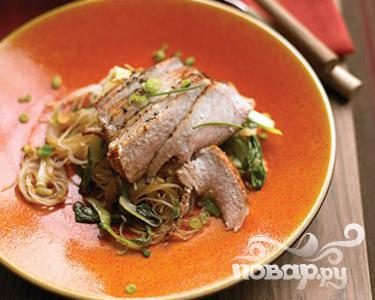 Рецепт Свиные отбивные с китайской капустой и рисом