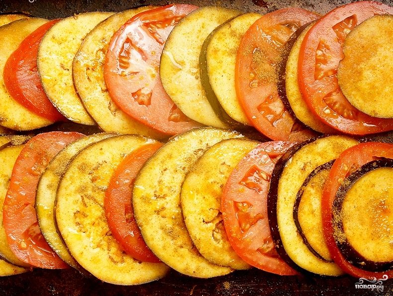 Рецепт Баклажаны жареные с помидорами