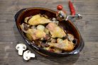 Куриные голени с грибами и картошкой в духовке