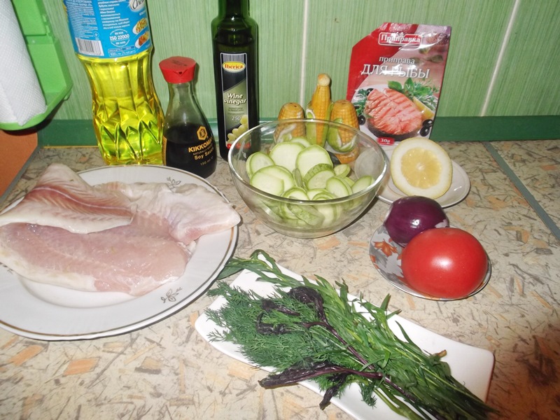 Рецепт Кабачки с рыбой в духовке