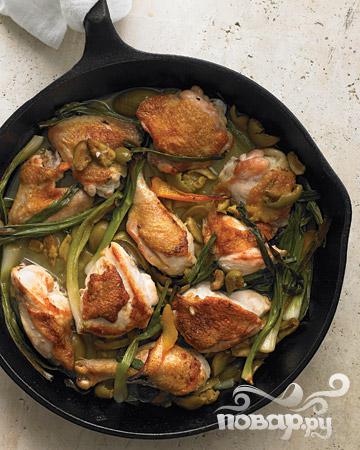 Рецепт Тушеная курица с апельсином и зеленым луком