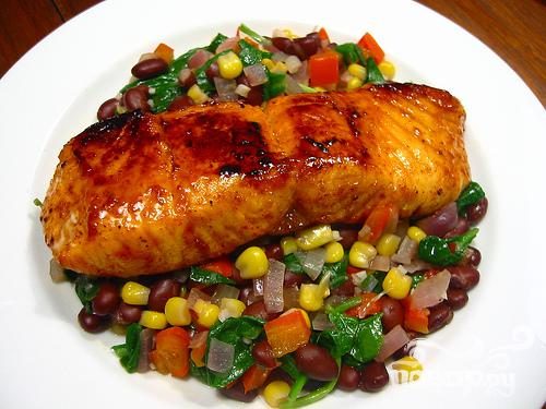 Рецепт Новогодний лосось с овощами