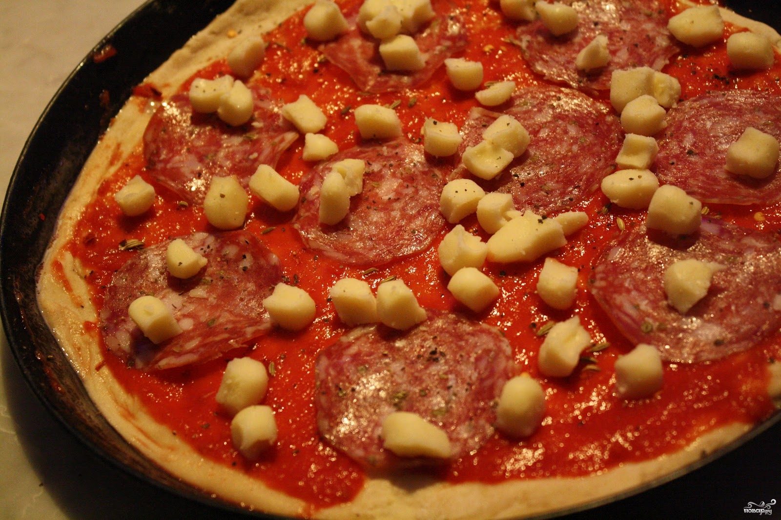 Рецепт Пицца с салями и сыром