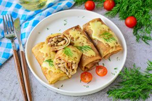 Блинчики с курицей и сыром