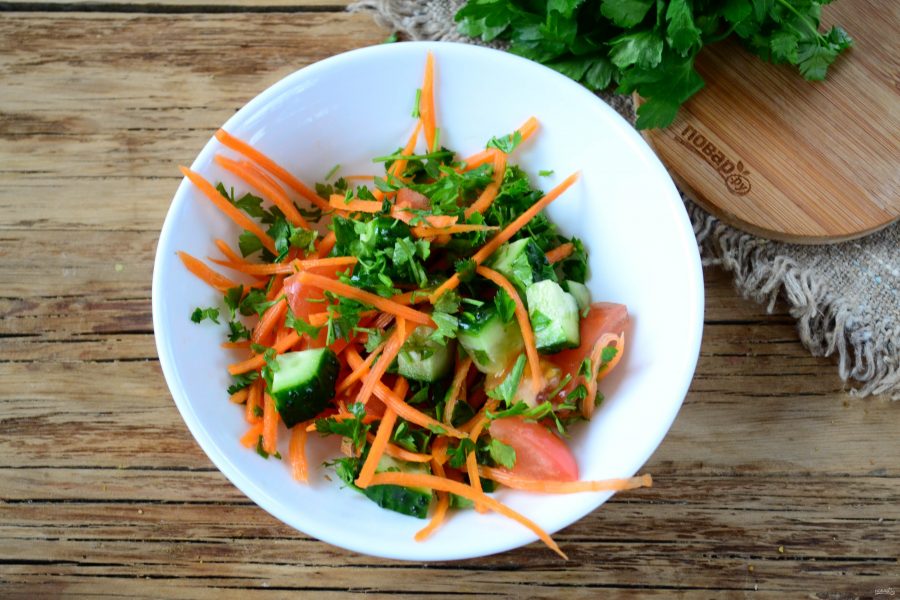 Салат из стейка с овощами