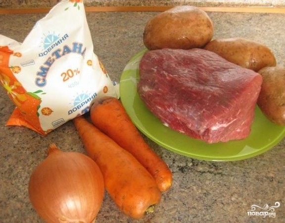Рецепт Мясо с картофелем в рукаве