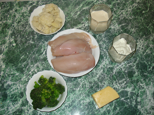 Рецепт Курица с брокколи и цветной капустой