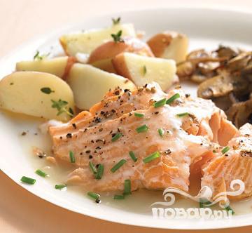 Рецепт Запеченный лосось с винным соусом
