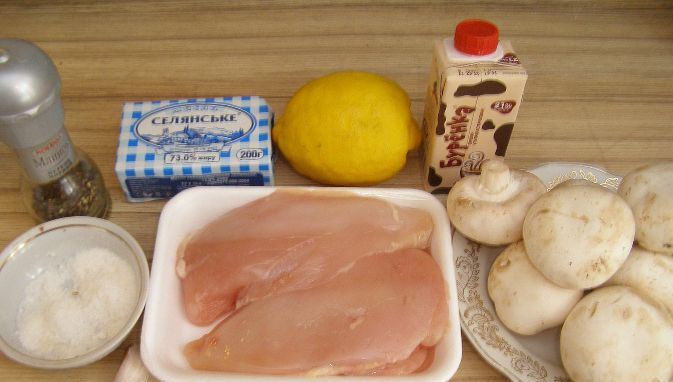 Рецепт Курица с грибами в сливках