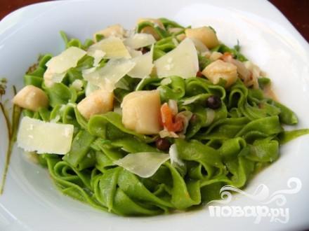 Рецепт Паста с морскими гребешками и шпинатом