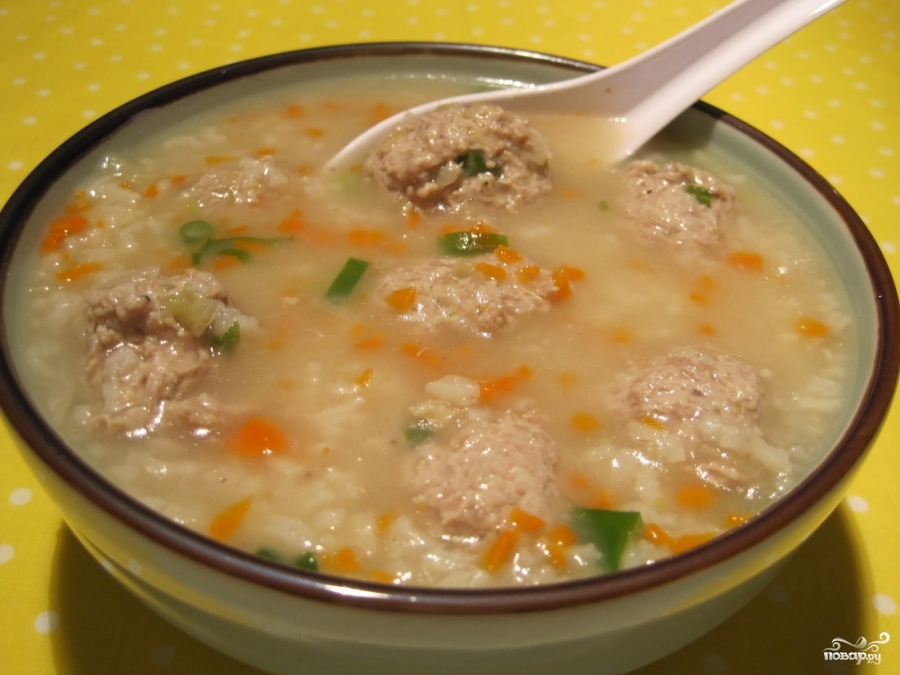 Рецепт Суп с фрикадельками и рисом