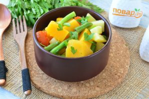 Рагу из стручковой фасоли с тыквой