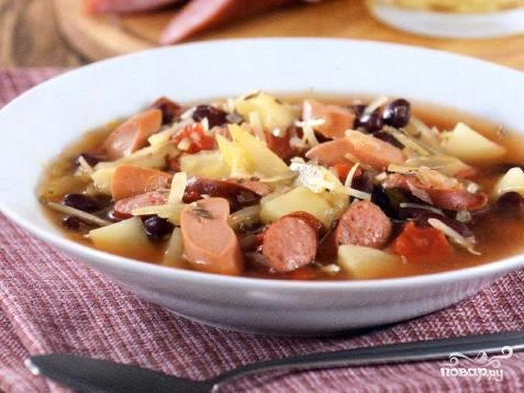 Рецепт Суп фасолевый с сосисками