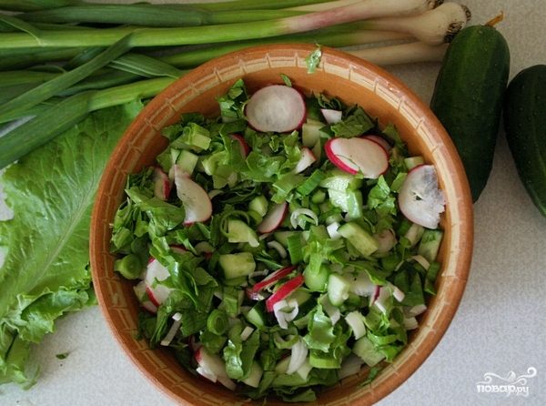 Рецепт Салат из капусты и редиски