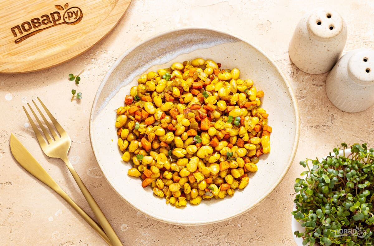 Фасоль с луком