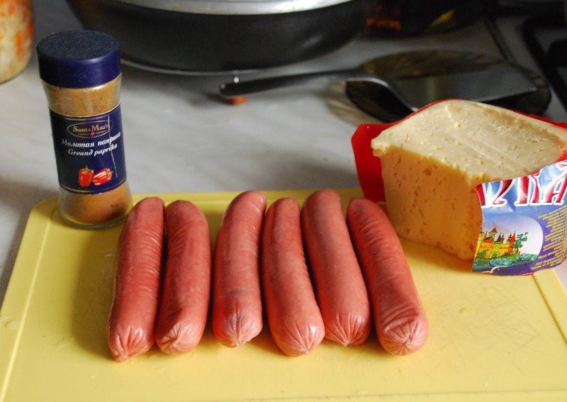 Рецепт Сосиски, запеченные с сыром